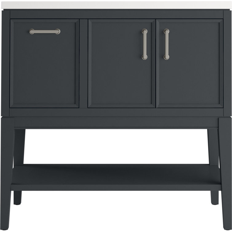 Winnow 36-Inch Slate Gray Painted MDF Bathroom Vanity with Quartz Top