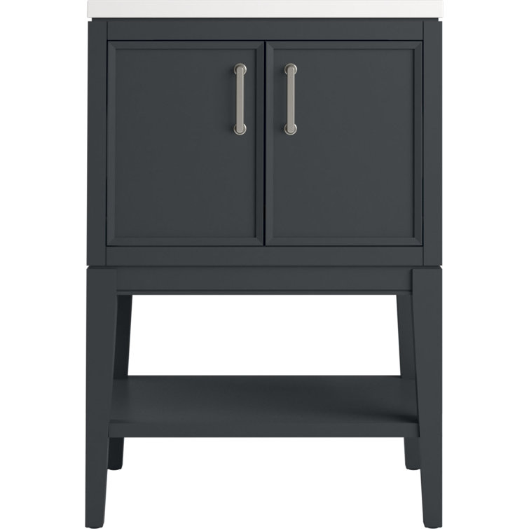 Winnow 24" Slate Gray Freestanding Single Bathroom Vanity with Quartz Top