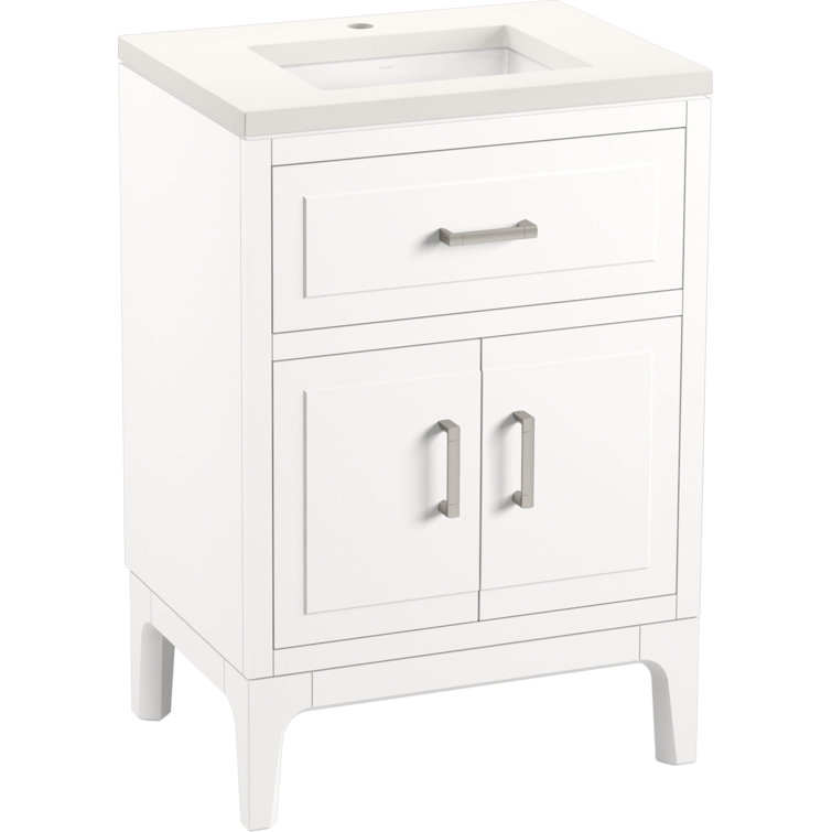 Seer 24" White MDF Freestanding Bathroom Vanity with Quartz Top