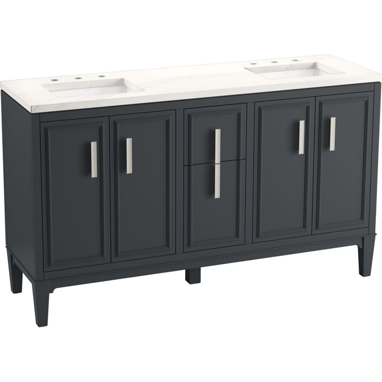 Slate Grey 36-Inch MDF Bathroom Vanity with Quartz Top