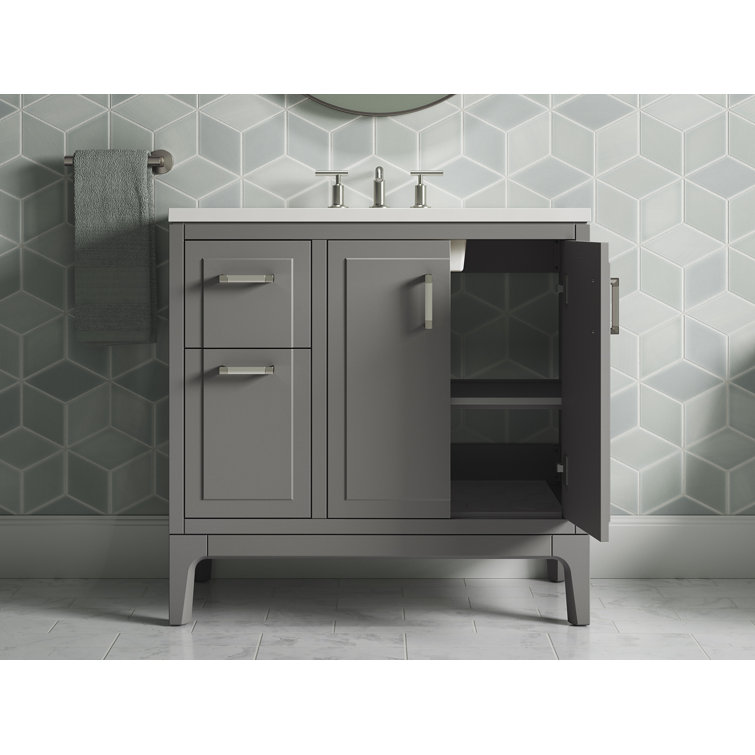 Seer 36-Inch Mohair Gray Bathroom Vanity with Quartz Top