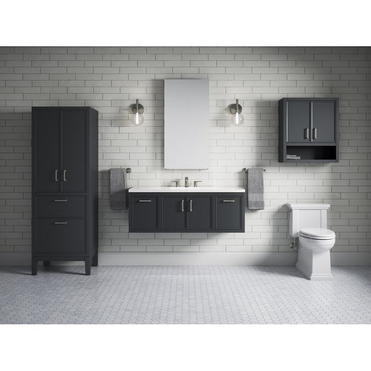 Slate Grey 48-Inch MDF Bathroom Vanity with Quartz Top