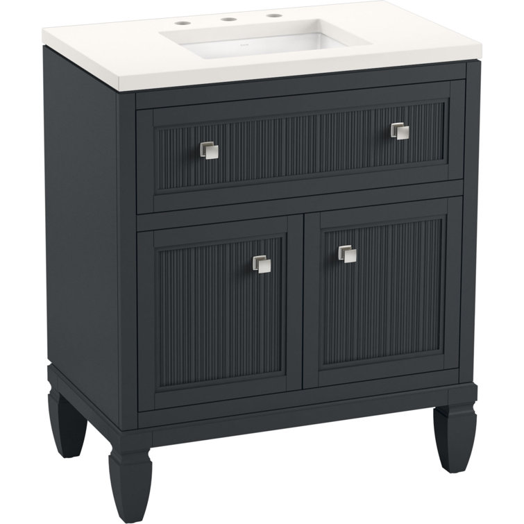 Hearthaven 30'' Slate Gray Freestanding Bathroom Vanity with Quartz Top
