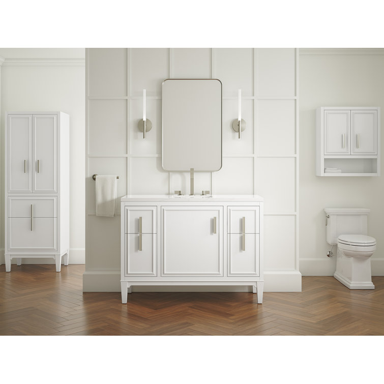 Southerk 48-Inch White Painted Freestanding Bathroom Vanity with Quartz Top