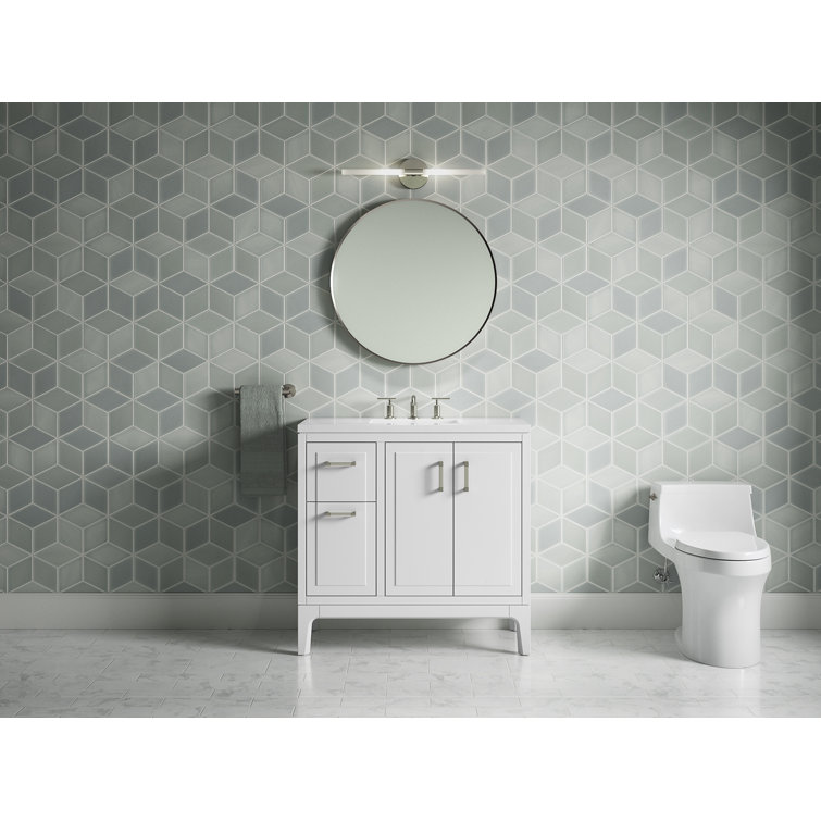 Seer 36-Inch White Mahogany Bathroom Vanity Set with Quartz Top