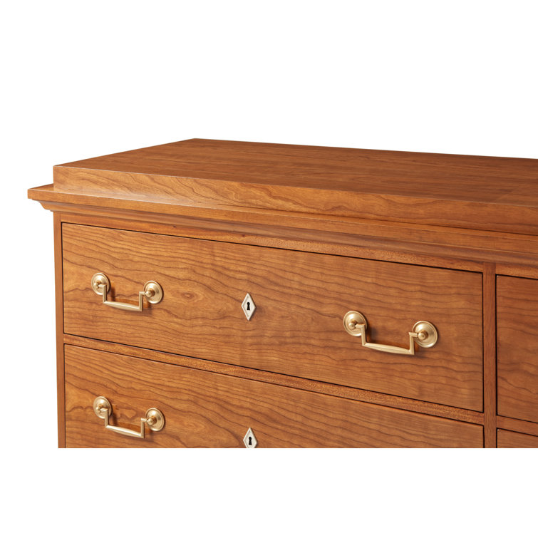 Viggo Vienna Brown 6-Drawer Cherry Dresser with Brass Handles