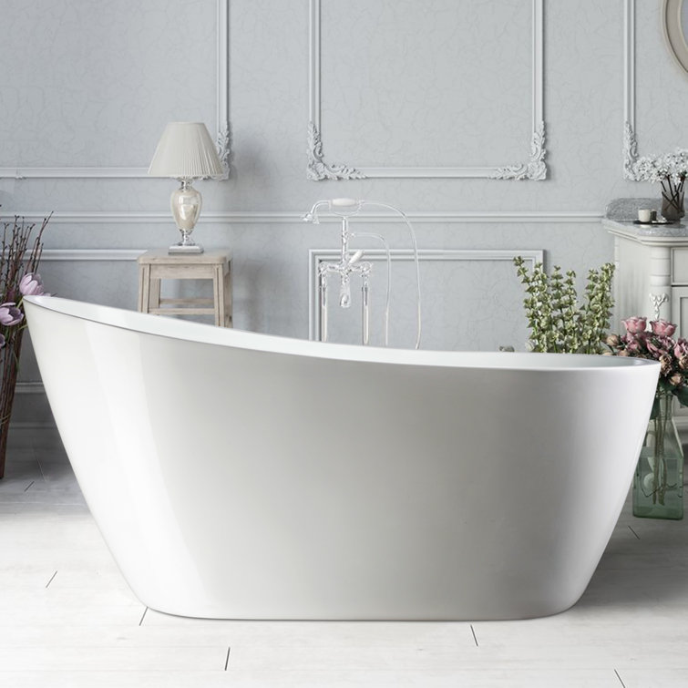 Maya 55" White Freestanding Acrylic Soaking Bathtub