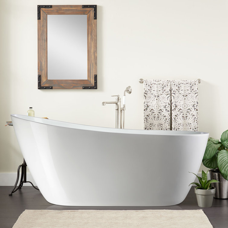 Maya 55" White Freestanding Acrylic Soaking Bathtub