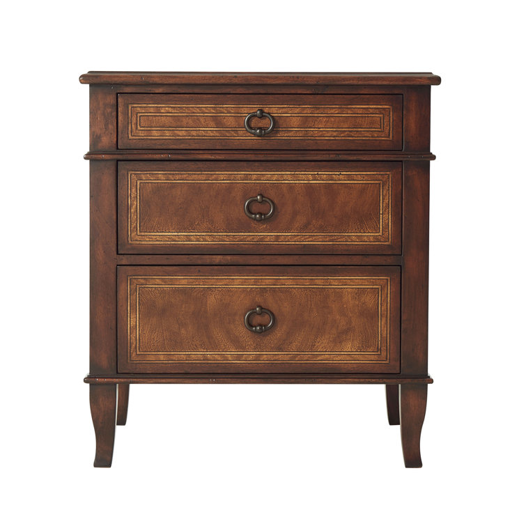 Brooksby Mahogany 3-Drawer Nightstand with Black Handles