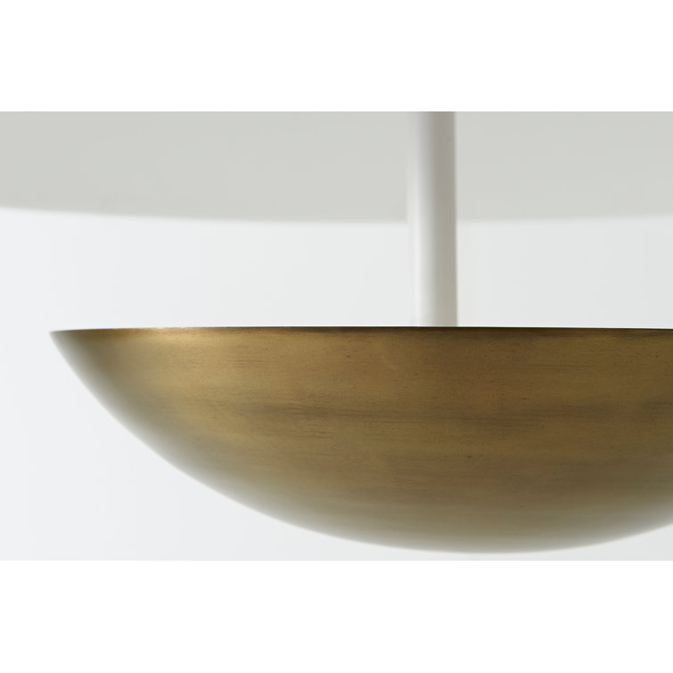 Modernist White Dome 43'' Aluminum & Steel Statement Pendant