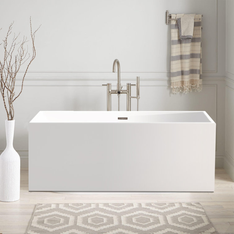 67'' White Freestanding Acrylic Soaking Bathtub