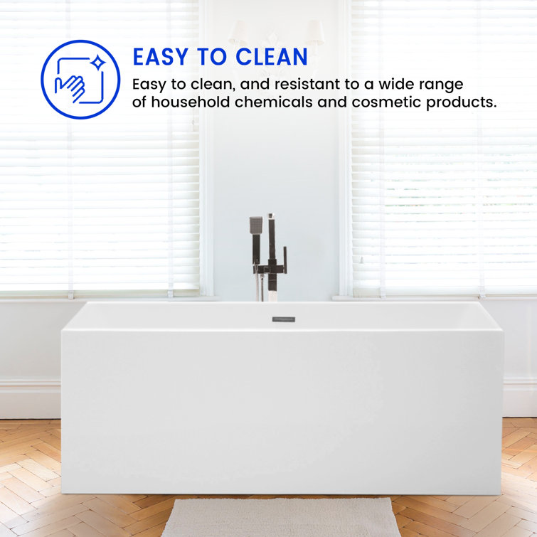 67'' White Acrylic Freestanding Soaking Bathtub with Oil Rubbed Bronze Trim