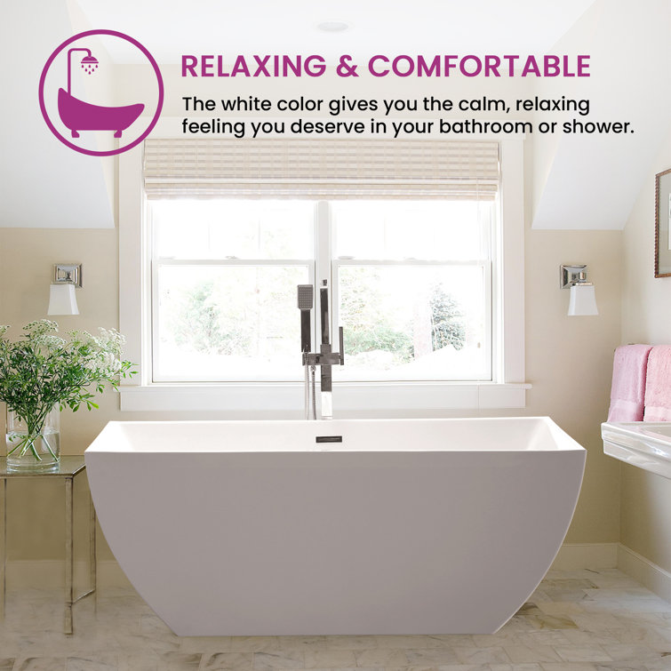 White Acrylic Freestanding Soaking Bathtub 59"
