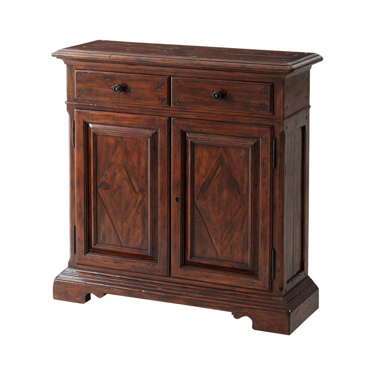 Mahogany Brown Wood Accent Cabinet with Adjustable Shelving