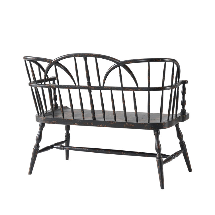 Plymouth Brown Mahogany Hoop Back Bench with Turned Legs