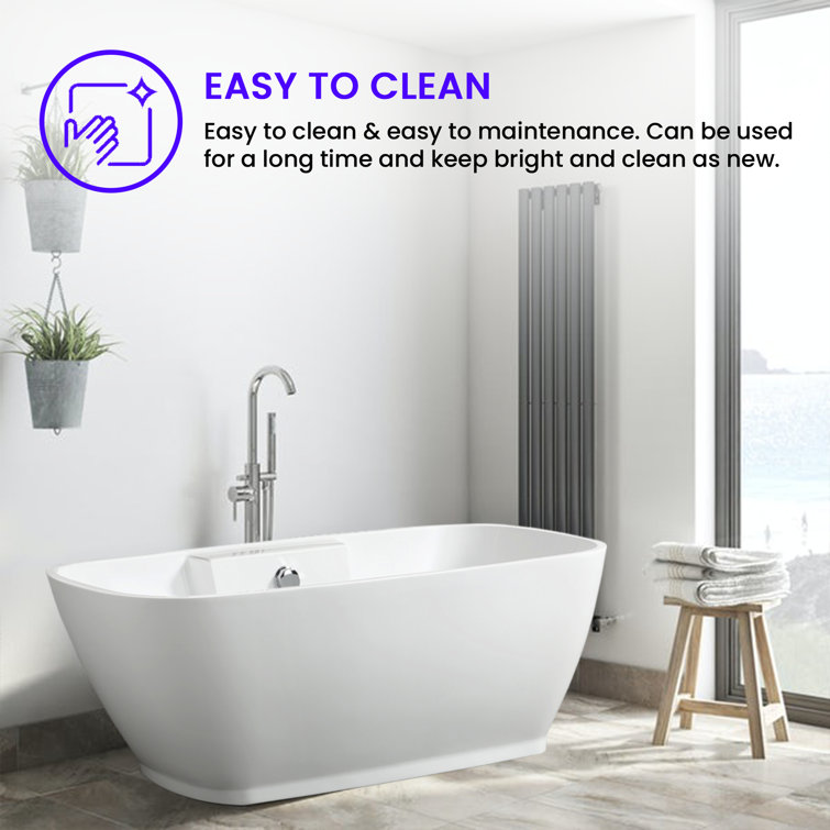 67" White Acrylic Freestanding Soaking Bathtub