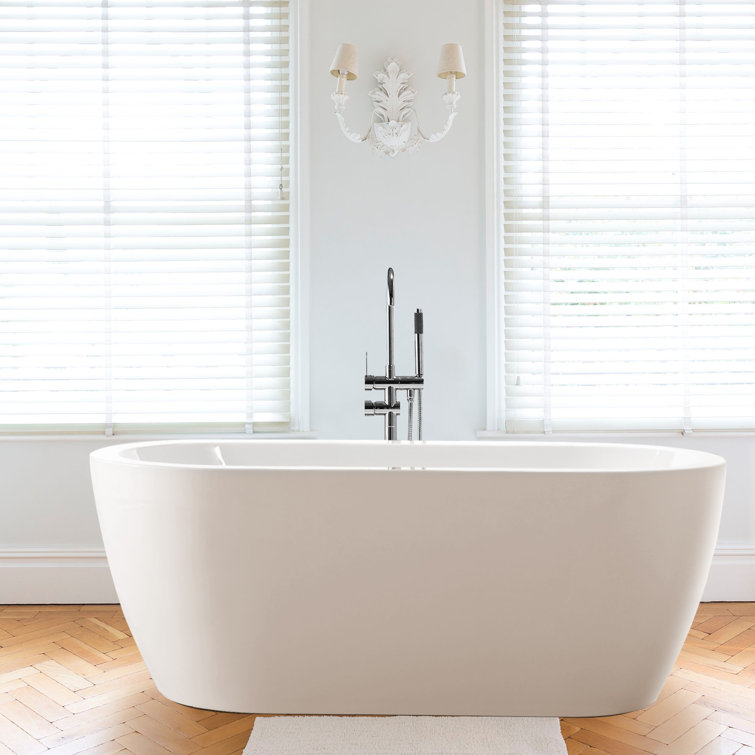 68" White Freestanding Acrylic Soaking Bathtub