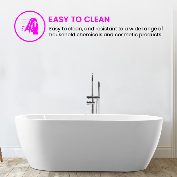 68" White Freestanding Acrylic Soaking Bathtub
