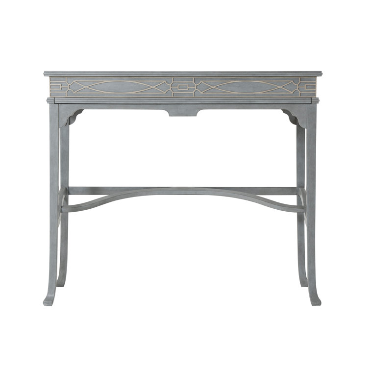 Vintage Blue and White Mahogany Campaign Secretary Desk