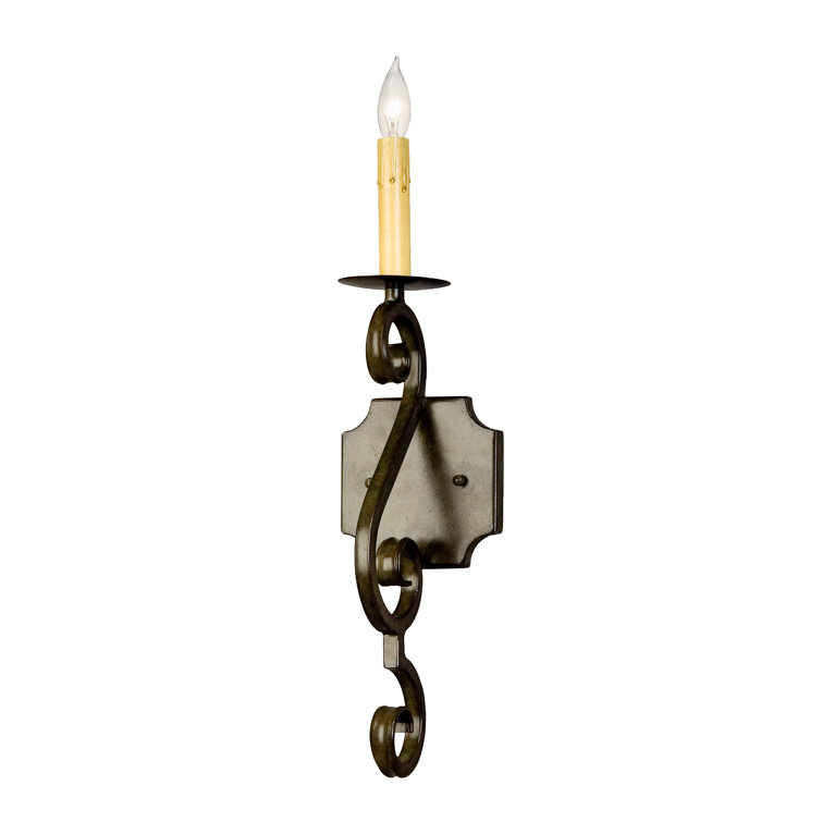 Organic Rust Iron Gothic Revival Candle Wall Sconce