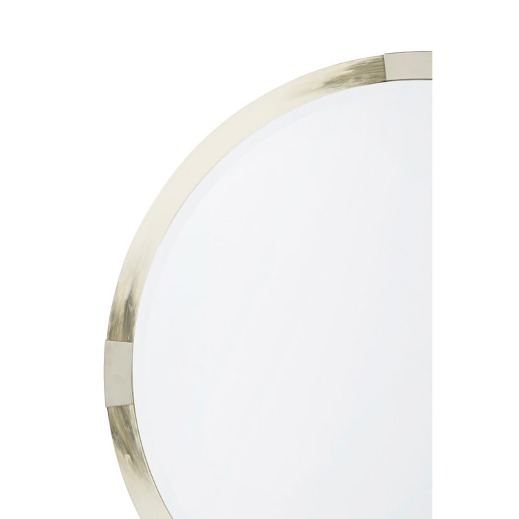 Cutting Edge Round Faux Horn and Stainless Steel Wall Mirror