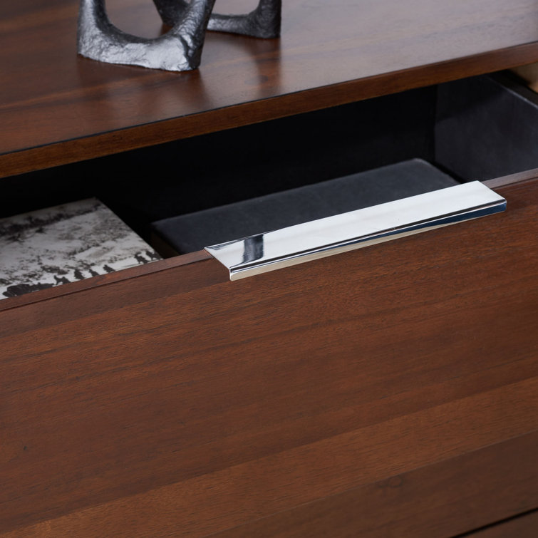 Brylin 3-Drawer Dark Walnut Nightstand with Chrome Accents