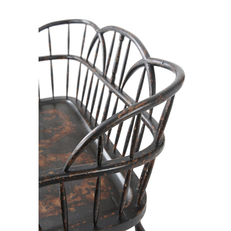 Plymouth Brown Mahogany Hoop Back Bench with Turned Legs