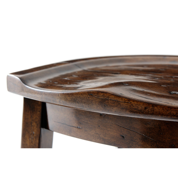 Rustic Brown Wood Saddle Seat Bar Stool