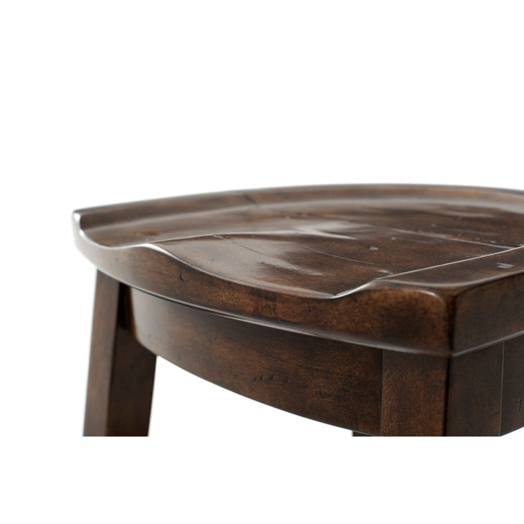 Byron Brown Solid Wood Saddle Counter Stool