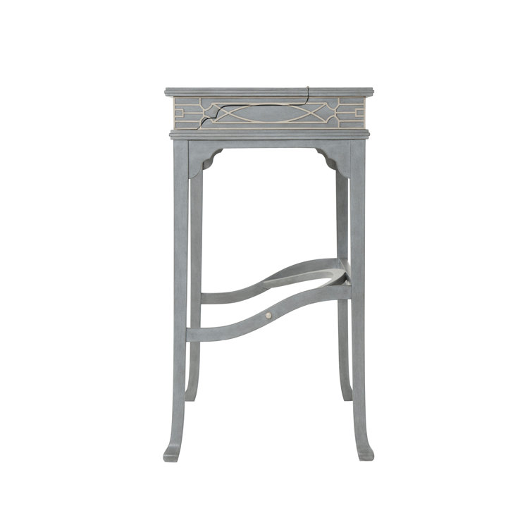 Vintage Blue and White Mahogany Campaign Secretary Desk