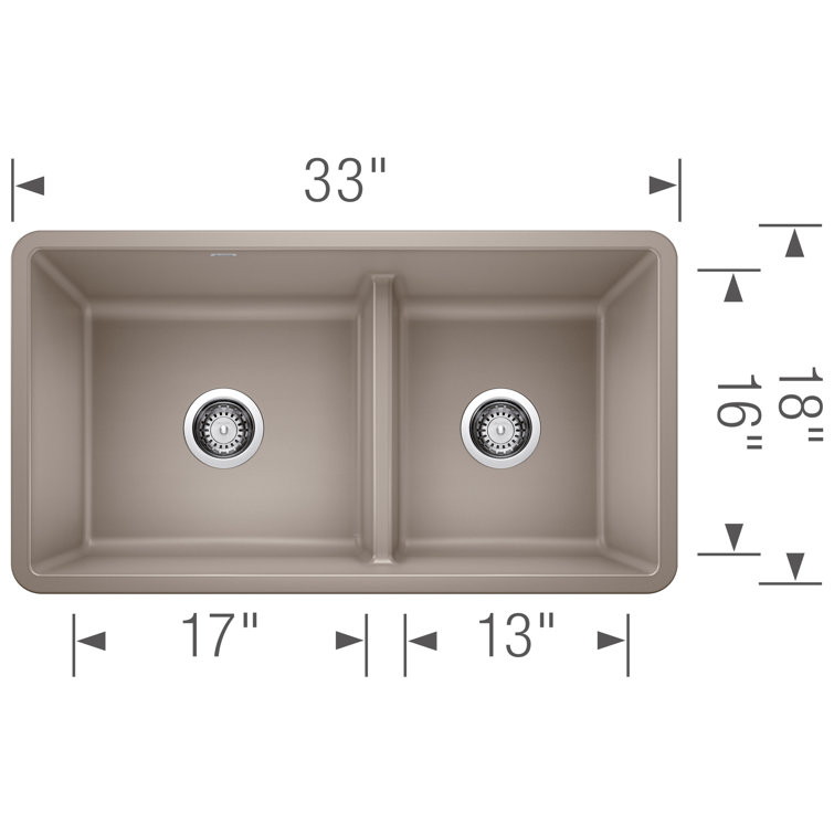 Truffle 33" Stone Double Bowl Undermount Kitchen Sink