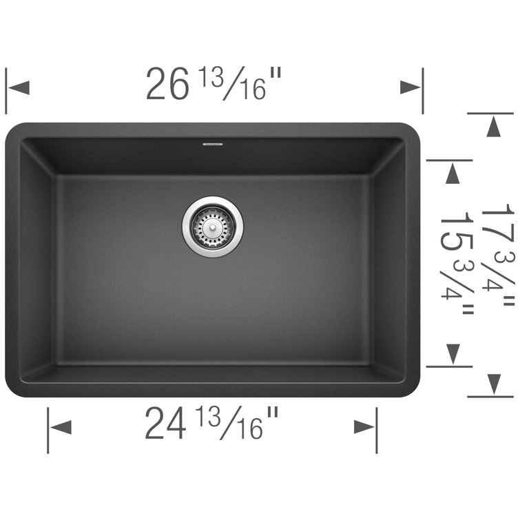 Anthracite 27" Single Bowl Stone Undermount Kitchen Sink