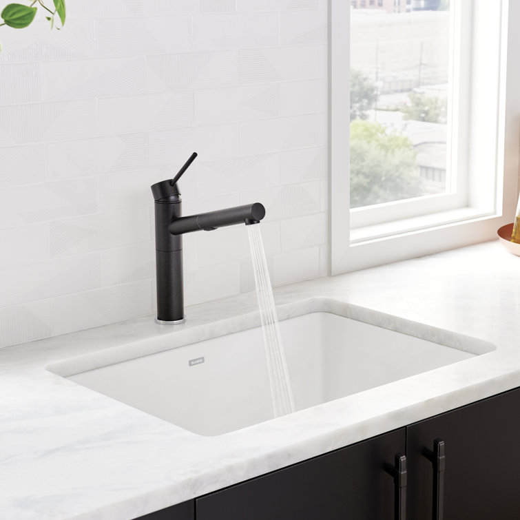 White Stone Single Bowl Undermount Kitchen Sink