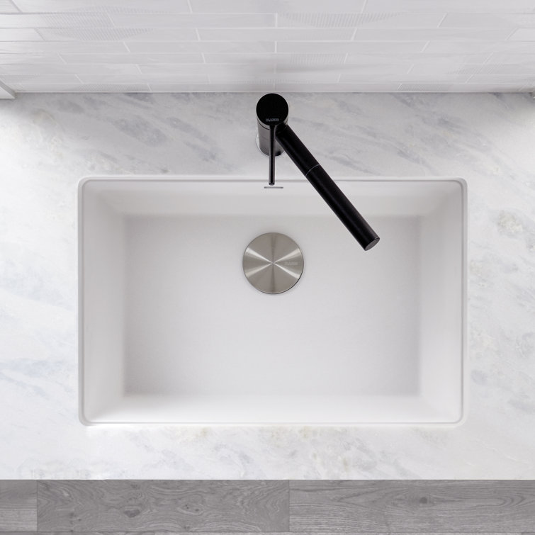 White Stone Single Bowl Undermount Kitchen Sink