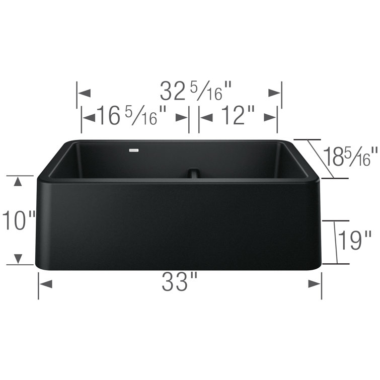 Coal Black Granite Composite Double Bowl Farmhouse Sink