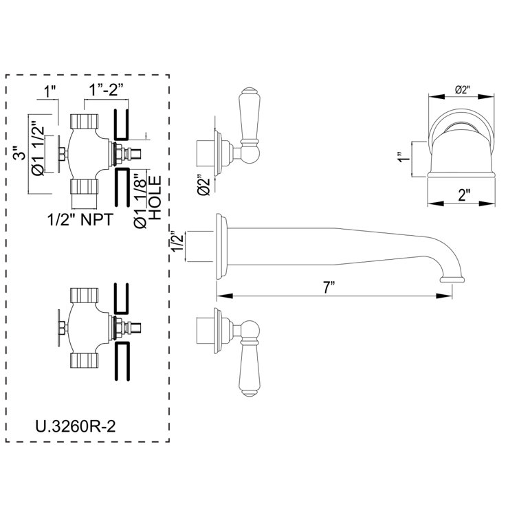 Edwardian Polished Nickel Wall Mounted Widespread Faucet