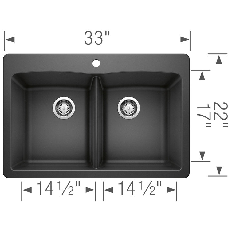 Anthracite Double Bowl Drop-In Stone Kitchen Sink