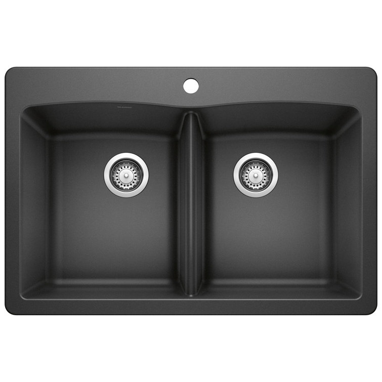 Anthracite Double Bowl Drop-In Stone Kitchen Sink