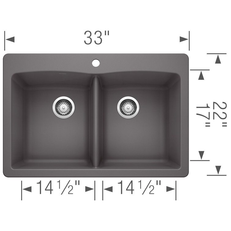 Cinder Gray Granite Double Bowl Drop-In Kitchen Sink