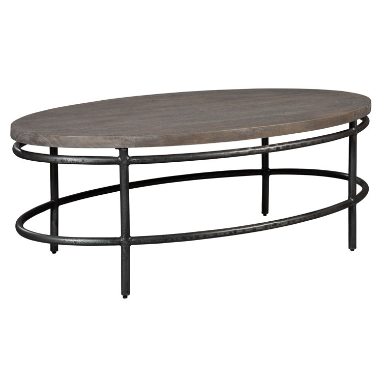 52" Black and Gray Oval Wood Coffee Table with Storage
