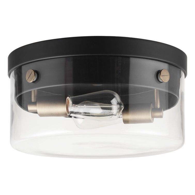 Modern Glam 13" Matte Black Glass Flush Mount Ceiling Light