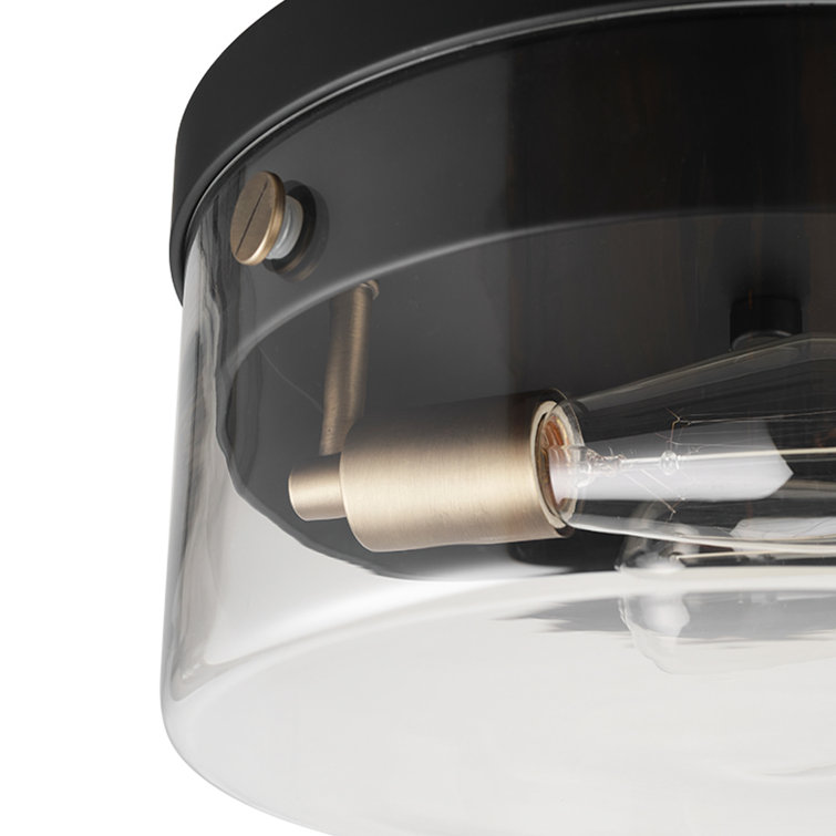 Modern Glam 13" Matte Black Glass Flush Mount Ceiling Light
