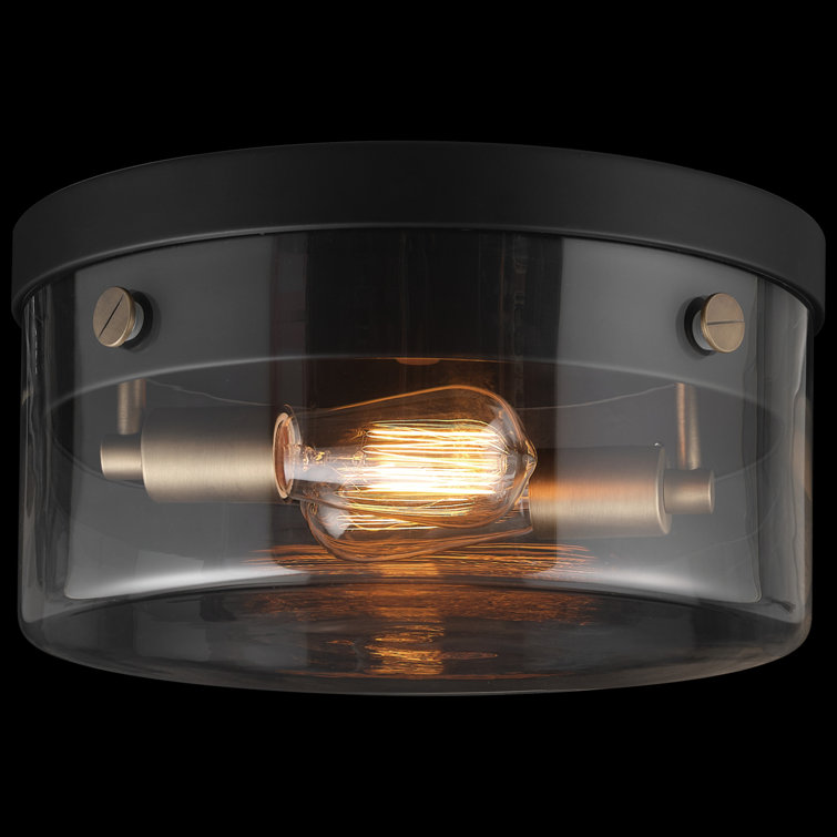 Modern Glam 13" Matte Black Glass Flush Mount Ceiling Light