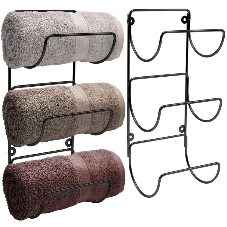 Matte Black Iron Wall Mounted 6-Bar Towel Rack Set