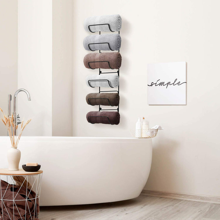 Matte Black Wall Mounted 6-Tier Iron Towel Rack