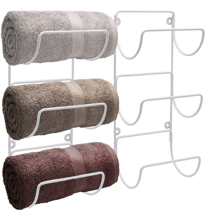 Matte White Wall Mounted Iron Towel Rack Set of 2
