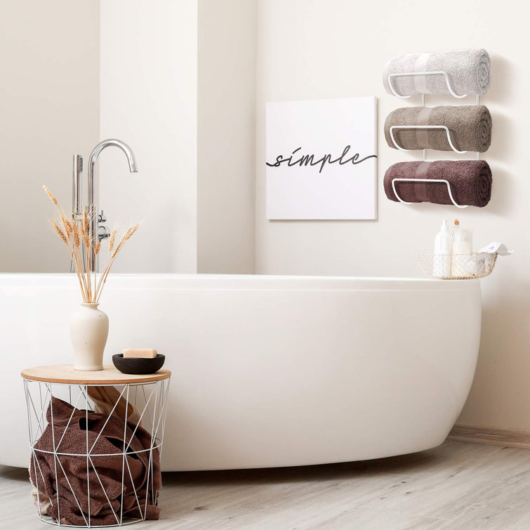 Matte White Wall Mounted Iron Towel Rack Set of 2