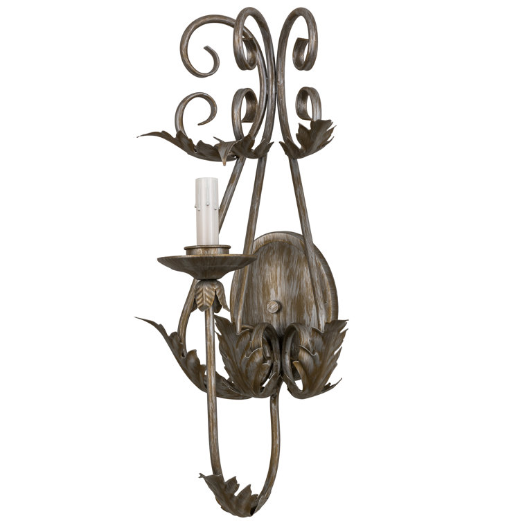 Antique Silver 22" Elegant Wall Sconce with Crystal Accents