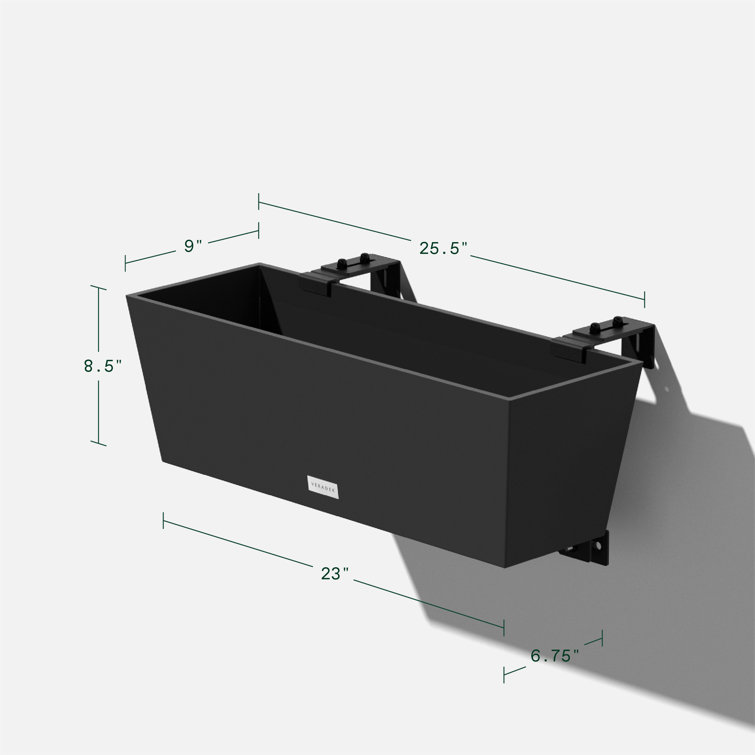 Black 36" Recycled Plastic Railing Planter Box