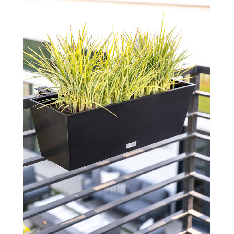 Black 36" Recycled Plastic Railing Planter Box